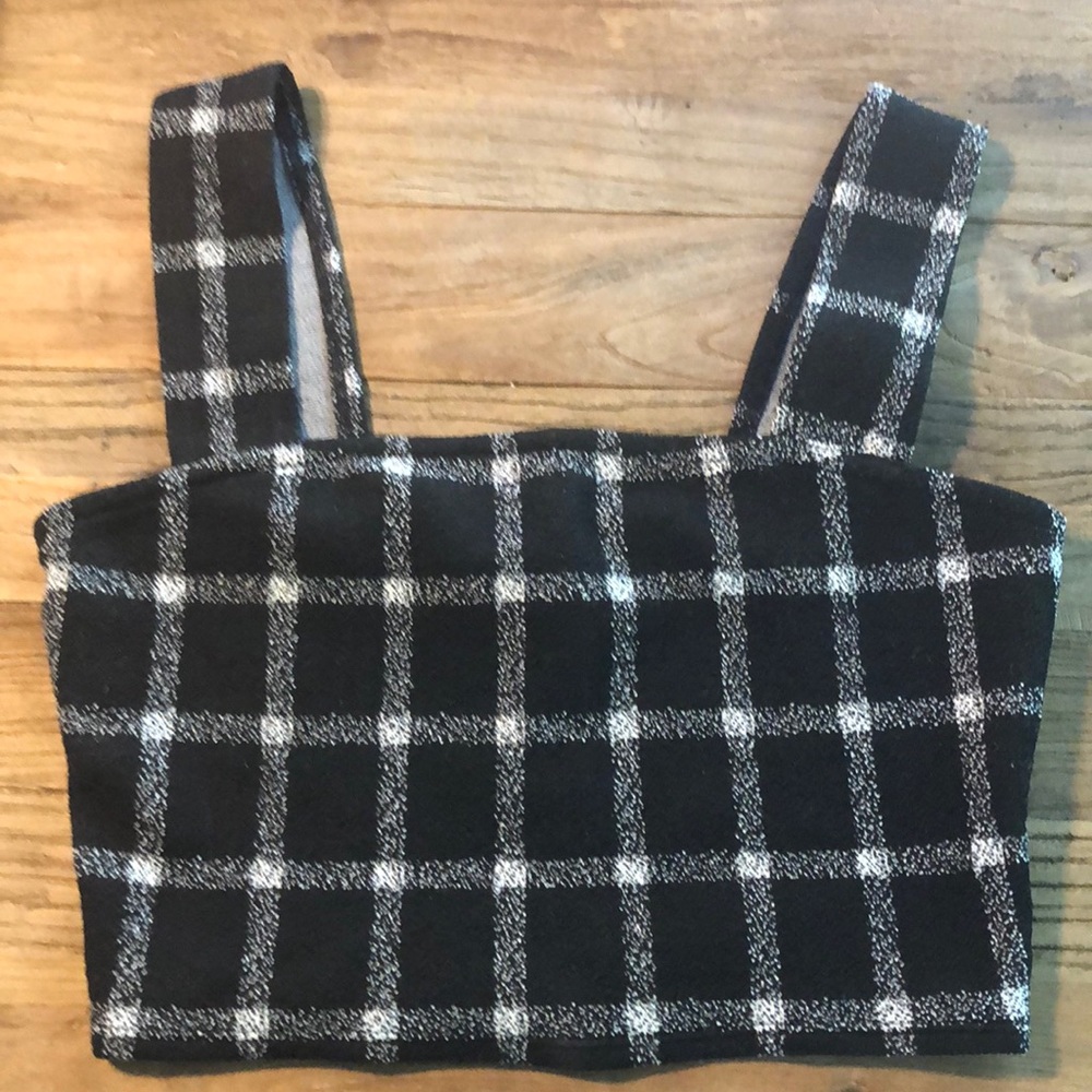 Checked black and white crop top